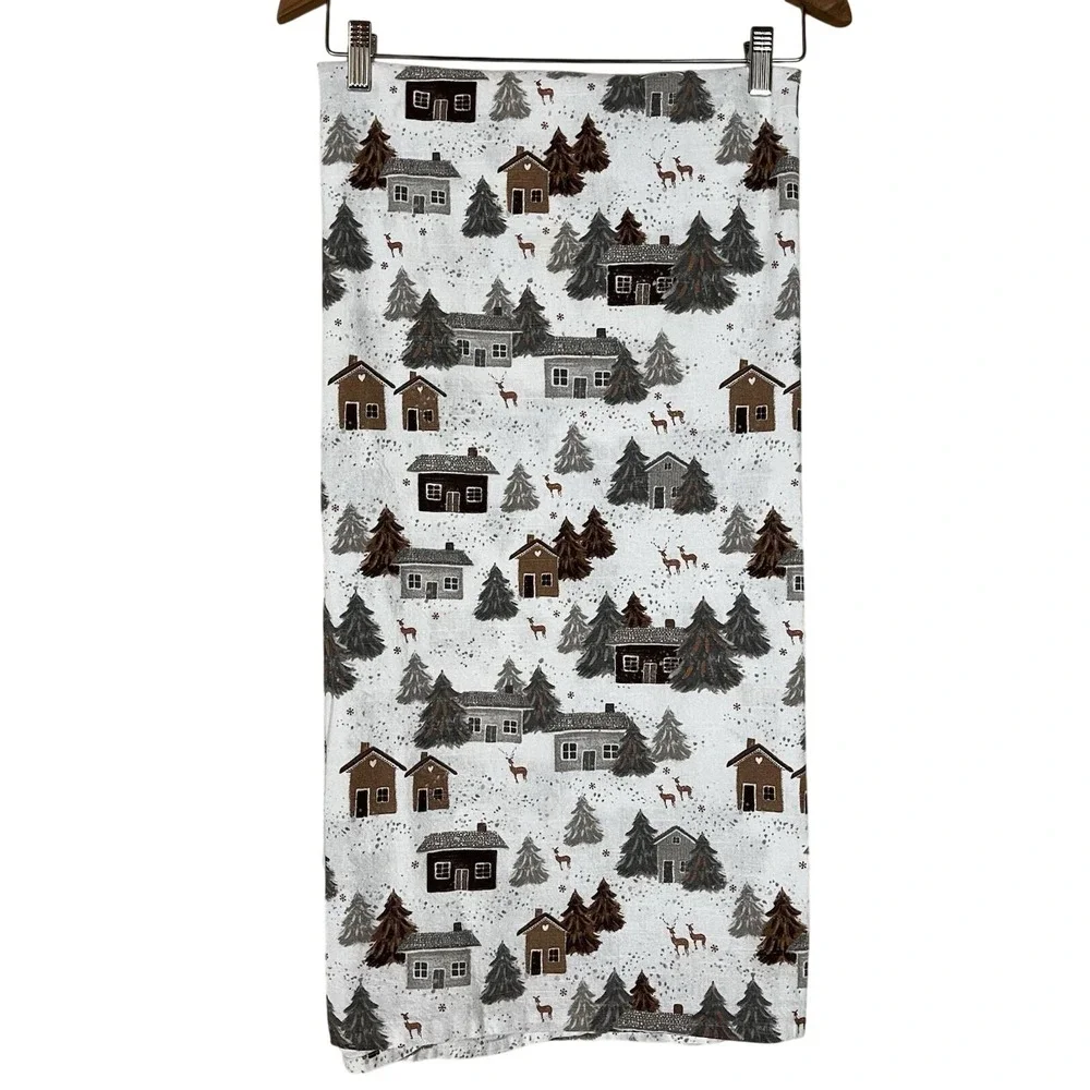 Etta Vee Christmas Village Houses Trees Deer Winter Rectangular Tablecloth Linen